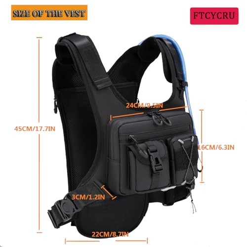 FTCYCRU 5L Running Hydration Vest Backpack, Black, One Size-1
