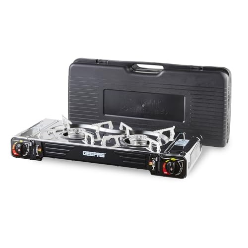 GEEPAS Portable Camping Gas Stove, Double Burner with Automatic Ignition