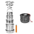 GFTIME 5-Piece Stainless Steel Camping Cooking Set with Storage Bag