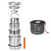 GFTIME 5-Piece Stainless Steel Camping Cooking Set with Storage Bag