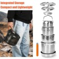 GFTIME 5-Piece Stainless Steel Camping Cooking Set with Storage Bag