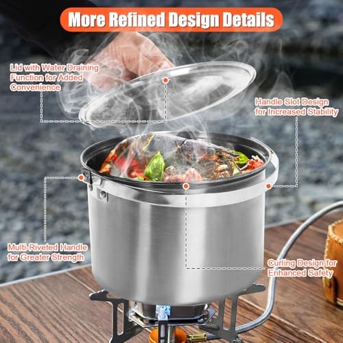 GFTIME 5-Piece Stainless Steel Camping Cooking Set with Storage Bag-6