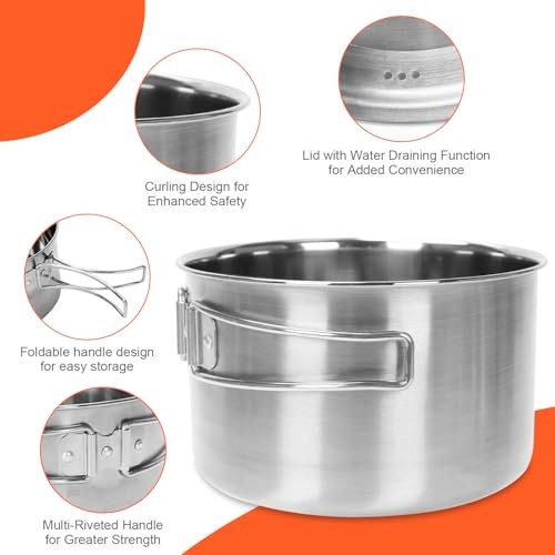 GFTIME 5-Piece Stainless Steel Camping Cooking Set with Storage Bag-7