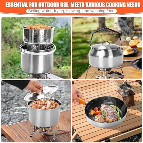 GFTIME 5-Piece Stainless Steel Camping Cooking Set with Storage Bag-8
