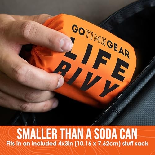 Go Time Gear Life Emergency Bivy Sack 2 Pack, Orange, with Whistle-5