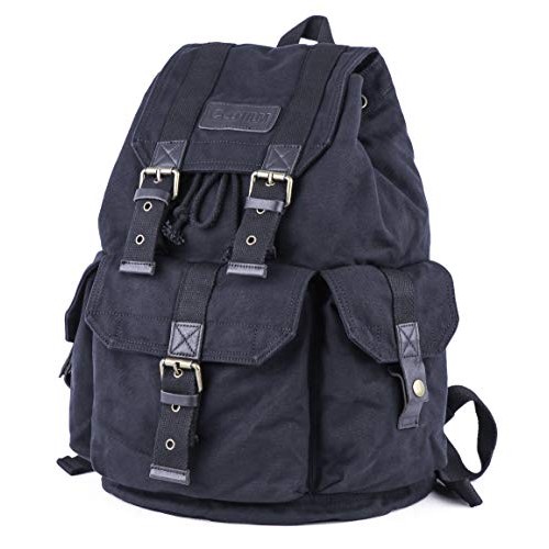 GOOTIUM 21101GRY-S High Density Thick Canvas Backpack Rucksack, Black, Small-2