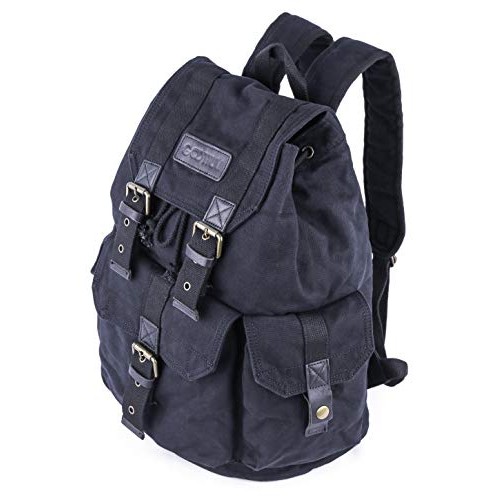 GOOTIUM 21101GRY-S High Density Thick Canvas Backpack Rucksack, Black, Small-5