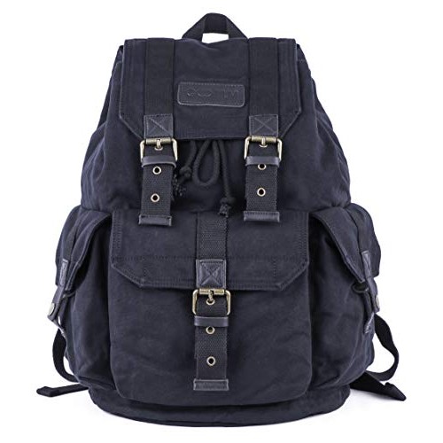 GOOTIUM 21101GRY-S High Density Thick Canvas Backpack Rucksack, Black, Small