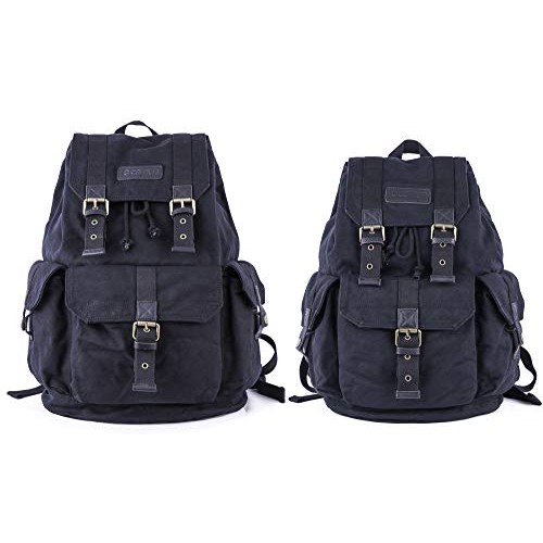 GOOTIUM 21101GRY-S High Density Thick Canvas Backpack Rucksack, Black, Small-6