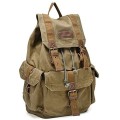 GOOTIUM Canvas Backpack Vintage Outdoor Rucksack Day Pack, Army Green, L