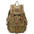 GOOTIUM Canvas Backpack Vintage Outdoor Rucksack Day Pack, Army Green, L