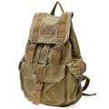 GOOTIUM Canvas Backpack Vintage Outdoor Rucksack Day Pack, Army Green, L