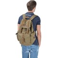 GOOTIUM Canvas Backpack Vintage Outdoor Rucksack Day Pack, Army Green, L