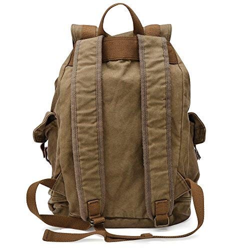 GOOTIUM Canvas Backpack Vintage Outdoor Rucksack Day Pack, Army Green, L-6