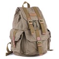 GOOTIUM Canvas Backpack Vintage Outdoor Rucksack, Olive Green, Small