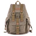 GOOTIUM Canvas Backpack Vintage Outdoor Rucksack, Olive Green, Small