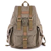 GOOTIUM Canvas Backpack Vintage Outdoor Rucksack, Olive Green, Small