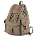 GOOTIUM Canvas Backpack Vintage Outdoor Rucksack, Olive Green, Small
