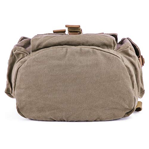 GOOTIUM Canvas Backpack Vintage Outdoor Rucksack, Olive Green, Small-6