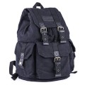 GOOTIUM Canvas Backpack, Vintage Outdoor Rucksack Travel Day Pack, Black, L