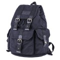GOOTIUM Canvas Backpack, Vintage Outdoor Rucksack Travel Day Pack, Black, L