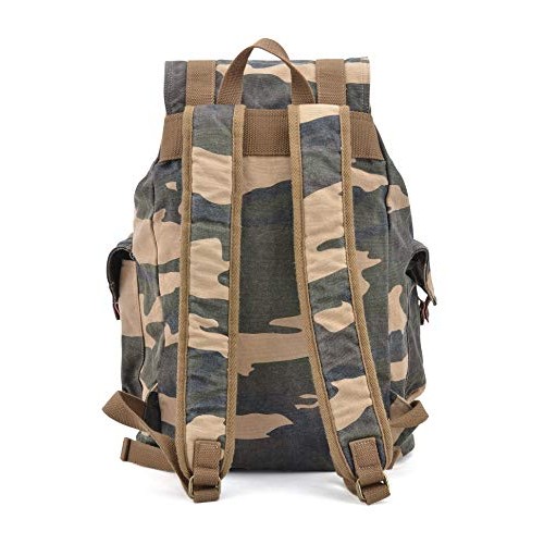 GOOTIUM Canvas Backpack, Vintage Outdoor Rucksack Day Pack, Large Camouflage-3