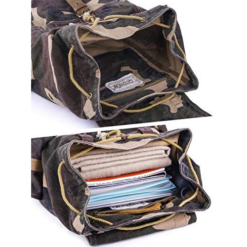 GOOTIUM Canvas Backpack, Vintage Outdoor Rucksack Day Pack, Large Camouflage-4