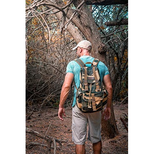 GOOTIUM Canvas Backpack, Vintage Outdoor Rucksack Day Pack, Large Camouflage-5