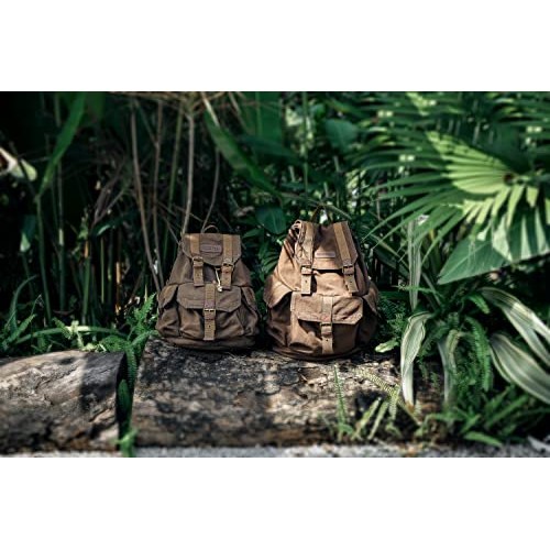 GOOTIUM Canvas Backpack Vintage Outdoor Rucksack Day Pack, Coffee, L-6