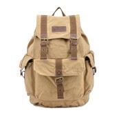 GOOTIUM Canvas Backpack Vintage Outdoor Rucksack Day Pack, Khaki, L