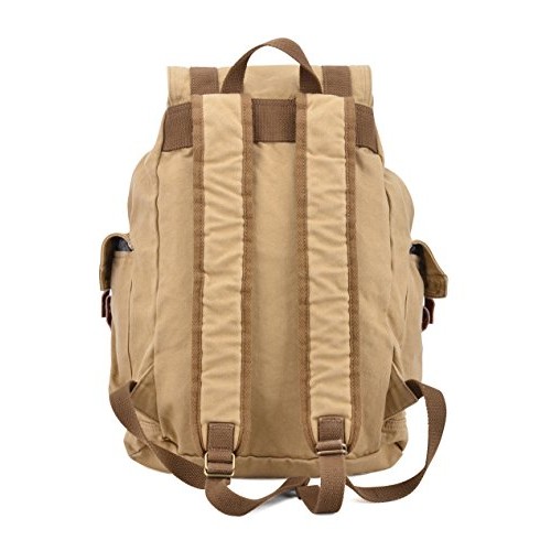 GOOTIUM Canvas Backpack Vintage Outdoor Rucksack Day Pack, Khaki, L-6