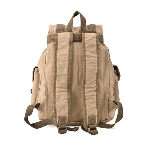Gootium Canvas Backpack Vintage Outdoor Rucksack Day Pack, Small, Khaki-6