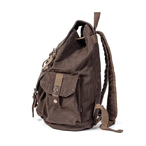 GOOTIUM Classic High-Density Thick Canvas Backpack Rucksack, Coffee, Small-3