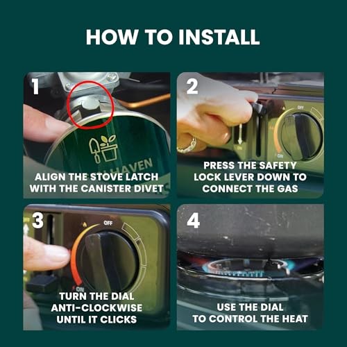 Green Haven Black Portable Camping Stove with Carry Case and 8 Gas Canisters-6