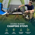 Green Haven Double Burner Camping Stove Only, Portable Butane or LPG Cooker with Grill Plate