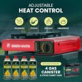 Green Haven Portable Camping Gas Stove, Red, Stove + 4 Gas Canisters, with Carry Case