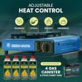 Green Haven Portable Camping Gas Stove, Blue, Stove + 4 Gas Canisters, with Carry Case
