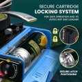 Green Haven Portable Camping Gas Stove, Blue, Stove + 4 Gas Canisters, with Carry Case