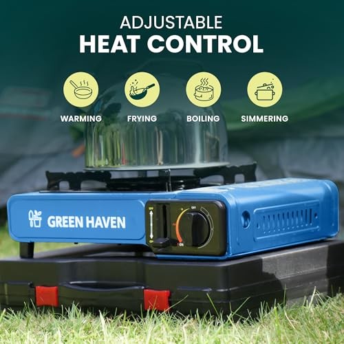 Green Haven Blue Portable Camping Gas Stove with Carry Case-2