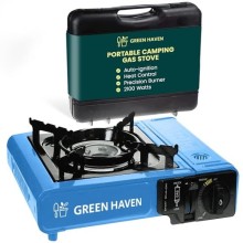 Green Haven Blue Portable Camping Gas Stove with Carry Case