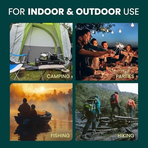 Green Haven Double Burner Camping Stove + 8 Gas Canisters, Auto Ignition-4