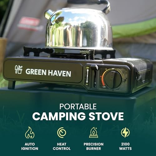 Green Haven Portable Camping Stove with Carry Case, Black-1