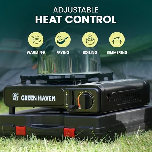 Green Haven Portable Camping Stove with Carry Case, Black-2