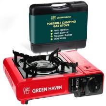 Green Haven Portable Camping Gas Stove with Carry Case, Red