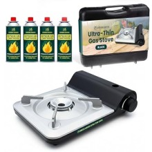 Green Haven Ultra Slim Portable Butane Gas Stove, Stove + 4 Gas