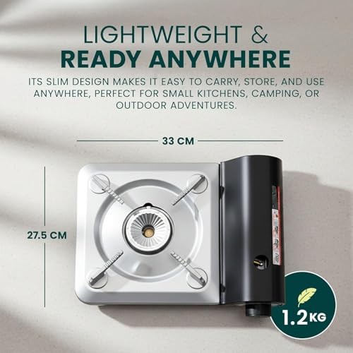 Green Haven Ultra Slim Portable Butane Gas Stove, Single Burner, Stove + 8 Gas-1
