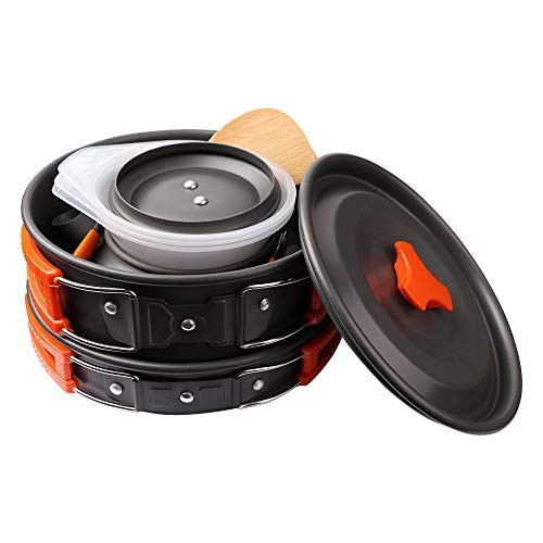 Gutsdoor 10-Piece Camping Cookware Set, Orange-1
