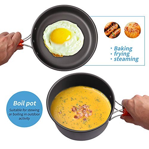 Gutsdoor 10-Piece Camping Cookware Set, Orange-5