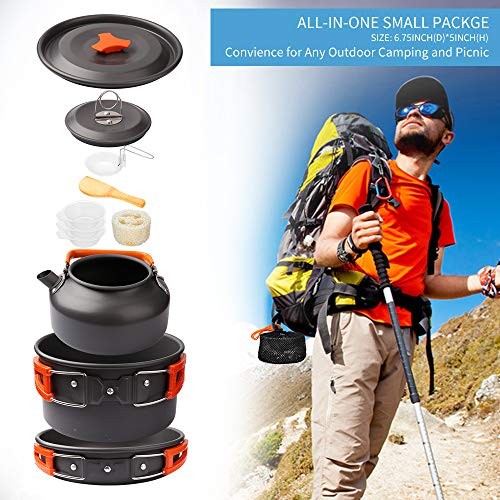 Gutsdoor 10-Piece Camping Cookware Set, Orange-6