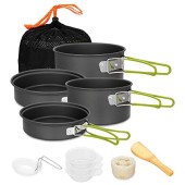 Gutsdoor 11-Piece Non-Stick Camping Cookware Set, Green
